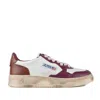 AUTRY AUTRY MEDALIST LOW SUPER VINTAGE PURPLE AND BROWN WHITE LEATHER SNEAKERS