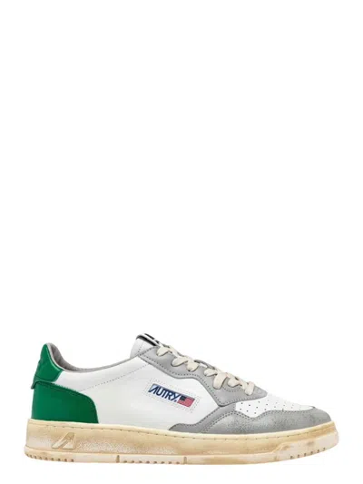 Autry Medalist Low Super Vintage Sneakers Color White Green And Gray