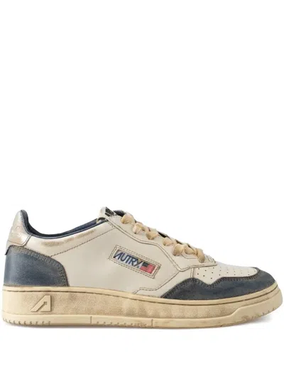 Autry Medalist Low Super Vintage Sneakers In Leather And Suede Color Space Blue And Silver