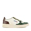 Autry Medalist Low Super Vintage Sneakers In White Pine Grove Leather And Rum Raisin In Animal Print