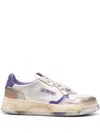 Autry White Logo Lace Up Sneakers In White, Purple