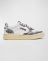 Autry 'medalist Low' White And Silver Low Top Sneakers With Logo Patch In White Silver