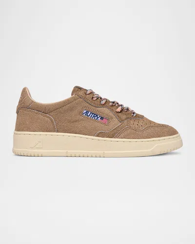 Autry Medalist Low-top Calf Hair Sneakers In Brown