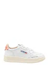Autry Medalist Low-top Leather Sneakers In White And Peach In White