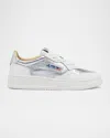 Autry Medalist Low-top Metallic Leather Sneakers In Whtslv