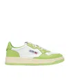 Autry White And Green Two-tone Leather Medalist Low Sneakers In Green
