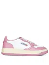 Autry Medalist Low Sneakers Bicolor In White And Polignac Leather Shoes In Pink
