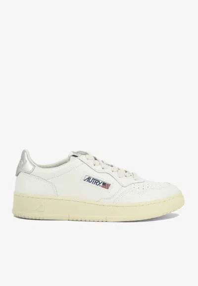 Autry Low-top Sneakers With Perforated Detailing And Metallic Accents In White