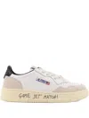 Autry Medalist Low Sneakers In White Leather And Suede With Custom Lettering In White