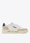 Autry Medalist Low Sneakers In White Leather And Suede With Custom Lettering In White
