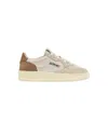 Autry Medalist Low Tricolor Sneakers In Sand And Cigar Suede In Multi