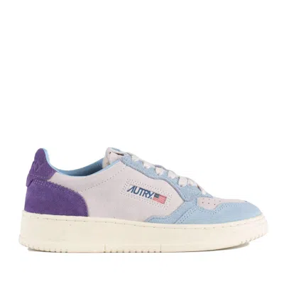 Autry Medalist Low Tricolor Suede Sneakers Patridge And Mauve Color In Multi