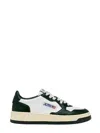 AUTRY AUTRY MEDALIST LOW TWO-TONE SNEAKERS IN WHITE AND MOUNTAIN GREEN LEATHER