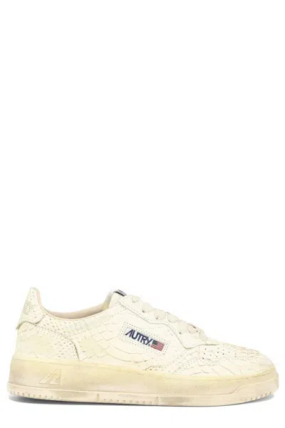 Autry Super Vintage Embossed Sneakers In White