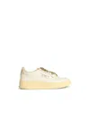 Autry 'medalist Low' White And Gold Leather Sneakers