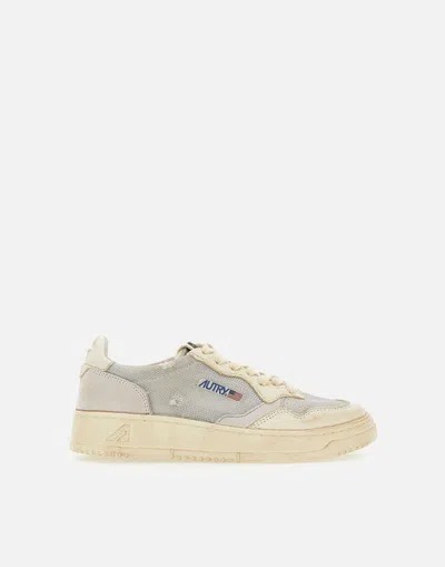 Autry Medalist Low White Beige Leather Sneakers