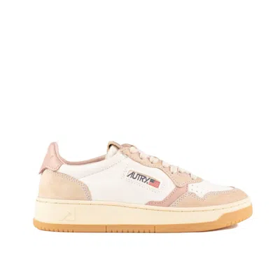 Autry Medalist Low White Canvas And Pink Leather Sneakers