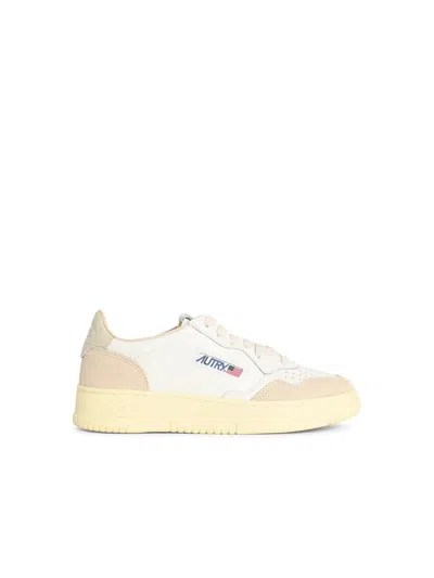 Autry Medalist Low Leather And Suede Sneakers In White