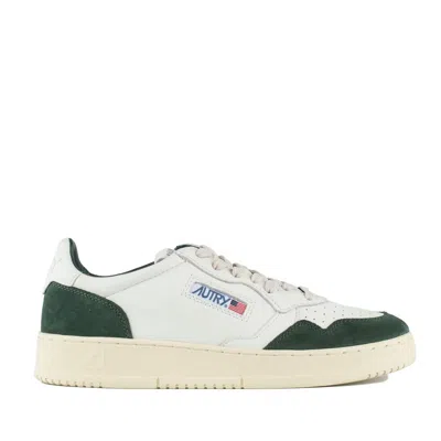Autry Medalist Low White Leather And Suede Bottle Sneakers