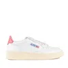 Autry Medalist Low White Leather And Tearose Sneakers In White, Pink