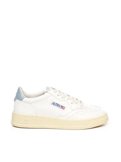 Autry Medalist Low White Light Blue Leather Sneakers