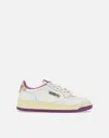 Autry Medalist Low White Purple Leather Sneakers