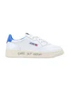 Autry White Medialist Leather Sneakers In White Royal Blue