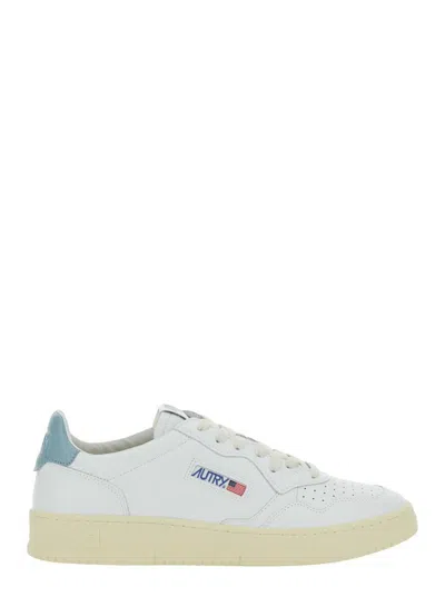 Autry 'medalist Low' White Sneakers With Navy Blue Heel Tab In Leather Man