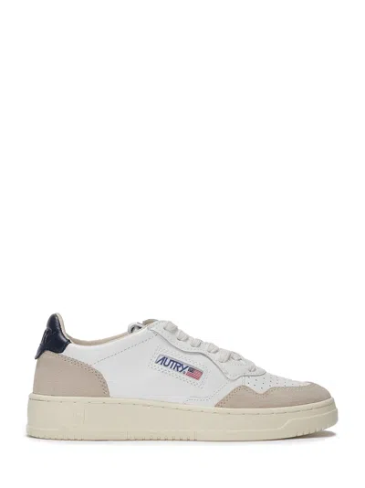 Autry Medalist Low Leather Low-top Sneakers With Suede Inserts In White