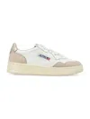 Autry Low-top Sneakers With Hybrid Leather Design And Metallic Accent In Neutral