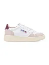 Autry Medalist Low Women S Sneakers In White And Burgundy Suede And Leather In White