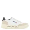 Autry Medalist Low Sneakers In White Leather And Suede With Custom Lettering In Animal Print