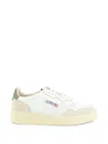 Autry Medalist Low Sneakers In Leather And Suede Color White And Covert Green In White