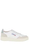 Autry Medalist Low Sneakers In Leather And Suede Color White And Silver Blue In White