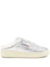 Autry Medalist Metallic Leather Sneakers In Silver