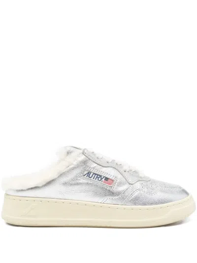 AUTRY MEDALIST METALLIC LEATHER SNEAKERS