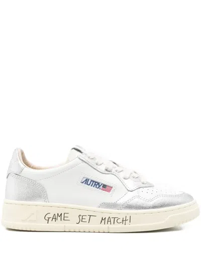 Autry Medalist Metallic-panel Leather Sneakers In White
