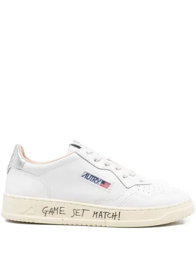 Autry Medalist Metallic-patch Leather Sneakers In White