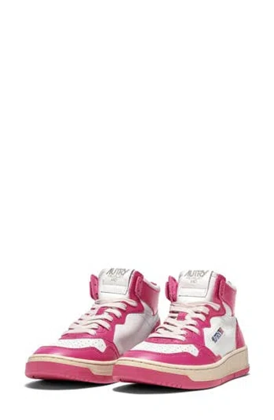 Autry Medalist Mid High Top Sneaker In Pink