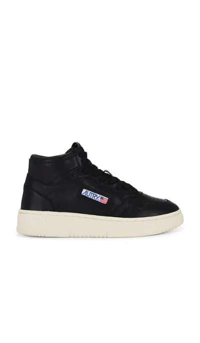Autry Medalist Mid Sneaker In Goat & Goat Black