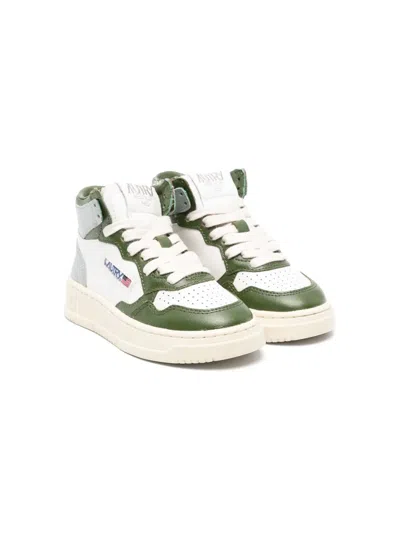 Autry Babies' Panelled Hi-top Leather Sneakers In Green
