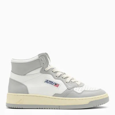 AUTRY AUTRY  MEDALIST MID SNEAKERS IN WHITE/LIGHT GREY LEATHER
