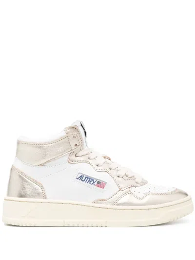 Autry Panelled White Leather Sneakers