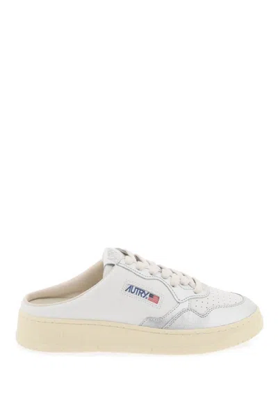 Autry Medalist Mule Low Sneakers In Silver,white