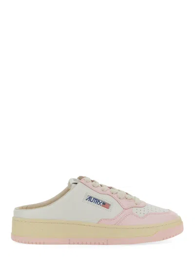 Autry White And Pink Medalist Mule Sneakers