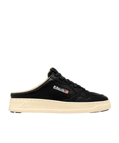 Autry Medalist Mule Sneakers In Black Napa Leather