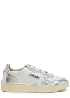 Autry 'medalist Low' White And Silver Low Top Sneakers With Logo Patch In Silver