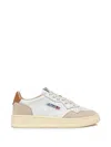 Autry White And Brown Leather And Suede Medalist Low Sneakers