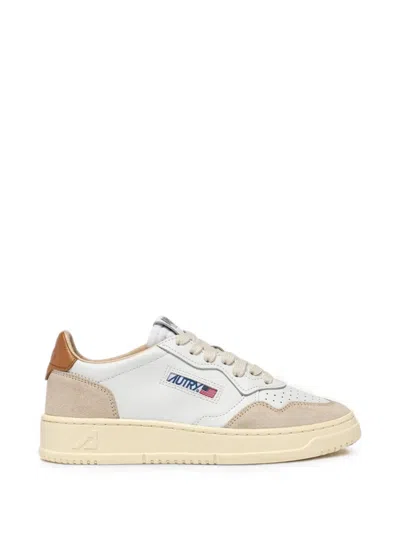 Autry White And Brown Leather And Suede Medalist Low Sneakers