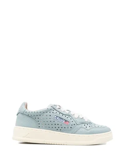 Autry Blue Medalist Perforated Leather Sneakers